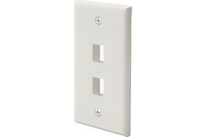 TRUE CABLE trueCABLE 2 Port Single Gang Keystone Wall Plate, UL Listed, Low Profile Design, Universally Compatible with Modular Ethernet, A/V, Coaxial, and Optical Fiber Keystones, 1 Pack, White