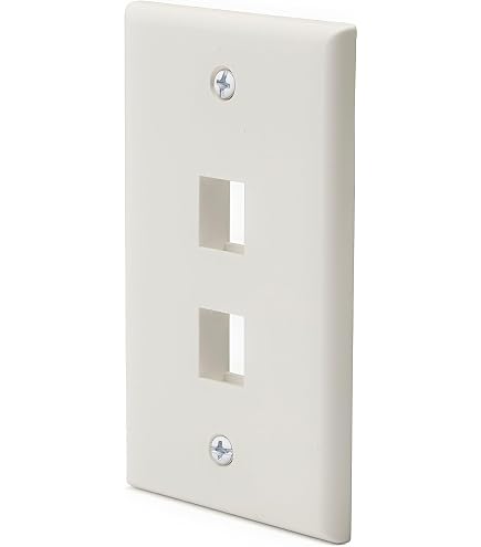 Leviton 42080 Placca A Muro QuickPort 2 Porte Con Finestra ID – Singola Gang, Colore Mandorla Chiara, Per Moduli RJ45