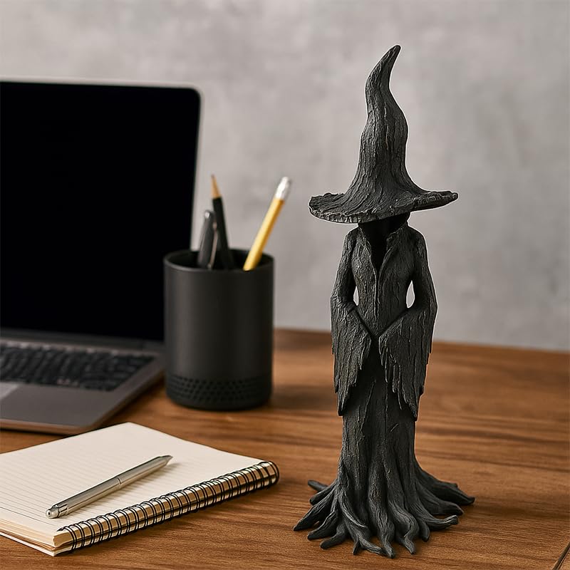 Photo 1 of **BROKEN**Mystical Guardian Witch Statue - 8" Hand-Painted Good Luck Charm for Desk & Altar, Brings Positive Energy & Spiritual Protection to Your Sacred Space, Unique Gothic Gift for Dark Fantasy Lovers