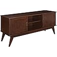 SIMPLIHOME Draper SOLID WOOD Universal TV Media Stand, 60 inch Wide,Industrial, Living Room Entertainment Center, Storage Shelves and Cabinets, for TVs up to 70 inches in Medium Auburn Brown