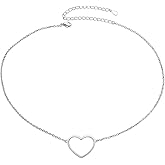 DAOCHONG S925 Sterling Silver Choker Heart Clavicle Short Pendant Necklace for Women
