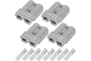 Uddick 4PCs 50 Amp Battery Quick Disconnect Connector, 8 AWG Battery Cable Connector, Quick Connect Wire Harness Plug Connector for Towing Winch, 12-24, Grey