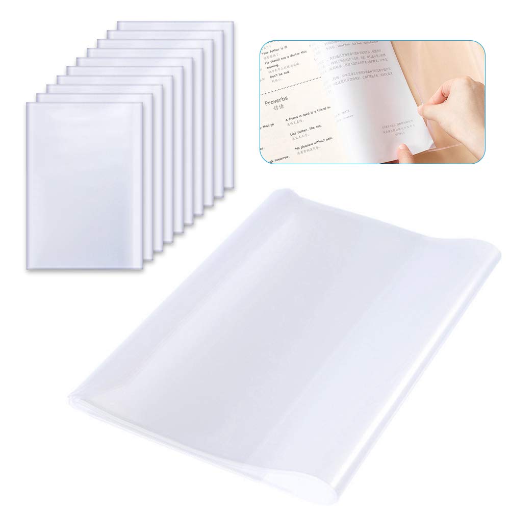 XGzhsa A4 Clear Exercise Book Covers, Transparent Book Cover, Thicken Plastic Reusable and Adjustable Clear Book Covers Waterproof Book Protectors for School Home Office (10 Pieces)