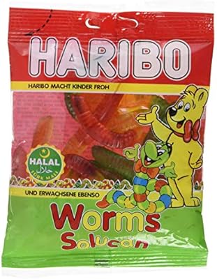 Haribo Halal Fruit Flavour Worms Halal Sweets 100g Amazon Co Uk