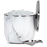 Snowfox XL - Insulated Ice Bucket with Lid/Scoops, Premium Vacuum Insulated Stainless Steel Ice Buckets for Parties, Ice Box, Home Bar Accessories, Parties Supplies, Bar Decor, 7L, Marble