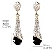 Calors Vitton Gold Plated Full Rhinestone Cubic Zircon Long Water Drop Earrings for Women Black 4716