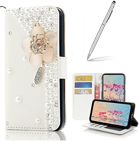 Yaheeda Galaxy J7 2018 Case with 2 in 1 Stylus and Ballpoint Pen, [Stand Feature] Butterfly Wallet Case Premium [Bling Luxury] Leather Flip Cover [Card Slots] For Samsung Galaxy J7 Prime 2
