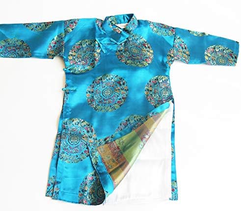 Boys Ao Dai, Vietnamese Traditional Outfit - Turquoise Ao Dai for Boys - Size 2 (US1T)-4(US2T)-6(US4T)-8(US6T)-10(US8T) (10)