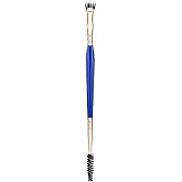 Bdellium Tools Professional Makeup Brush - Golden Triangle 728 Double-ended Bent Lash Fan/Spoolie - With All-Vegan Synthetic Fibers, For Achieving Clean, Clump-free Mascara Application (Blue, 1pc)