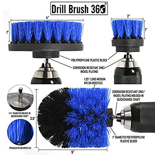 ORIGINAL Drill Brush 360 Attachments 3 pack kit Blue All purpose