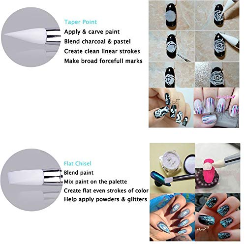 10pcs Nail Art Gel Carving Pen Acrylic Dotting Tool Nail Silicone Brushes Set Pottery Clay Sculpting Tools,Nail Dotting Pen 2 Way Double Ended