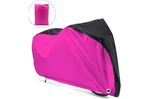 Roctee Bicycle Cover Waterproof Wind Rain Snow Proof Outdoor Mountain Bike Road Travel Bike Cycle Covers with Storage Bag, 78.7''(L) * 27.6''(W) * 43.3''(H) for XL Size (Black & Rose)