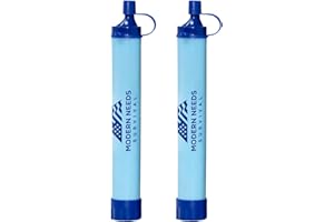 MODERN NEEDS Ready Filter — Personal Water Filter Straw for Your Backpacking Gear | Water Filtration System Survival for Outdoor & Camping Supplies | Ultralight, Portable, and Durable Emergency Water Purifier