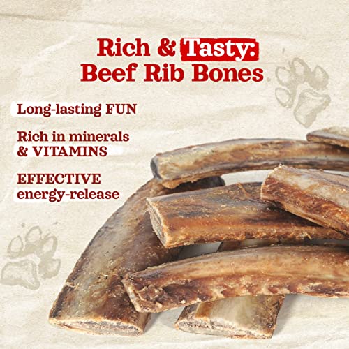 Natural Farm Rib Bones for Dogs (6 Inch, 8 Pack) Beef Ribs for Dogs, FarmRaised Cattle Slow