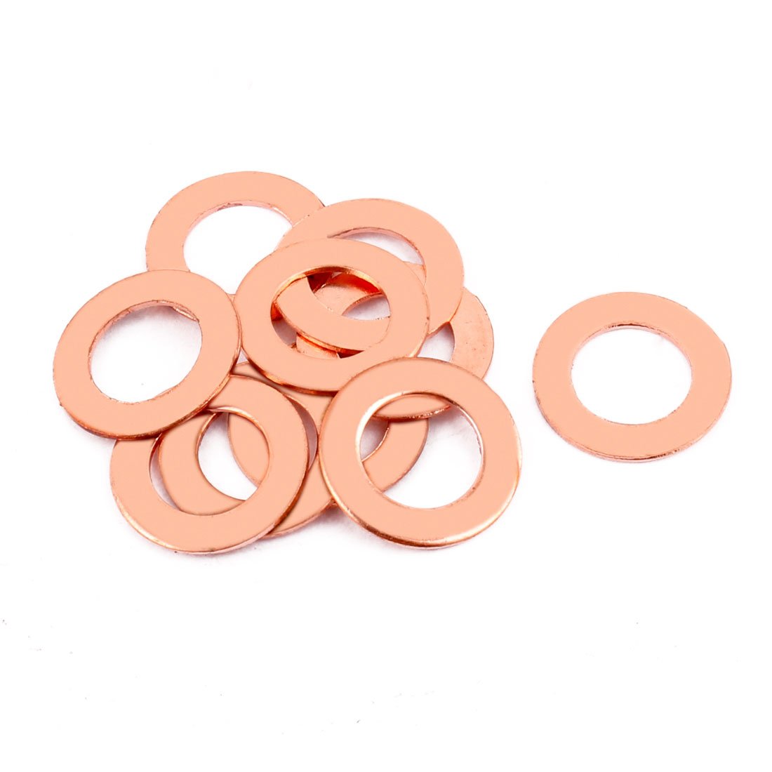 sourcing map 10pcs 18mm x 10mm x 1mm Flat Ring Copper Crush Washer Sealing Gasket Fastener