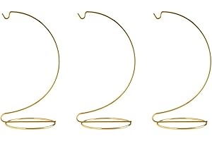 Creative Hobbies 8 Inch Tall Ornament Display Stand Hanger Holder, Bright Gold Plated | Pack of 3