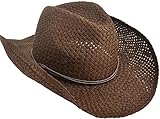 TAUT Unisex Woven Straw Cowboy Ranch Hat with Shapeable Brim