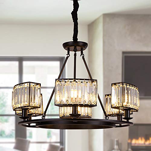 OSAIRUOS Vintage Crystal Chandelier Modern Contemporary Matte Black