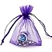 Bezall 50pcs Drawstring Organza Jewelry Candy Pouch Christmas Wedding Party Favor Gift Bags (3x4, Purple)