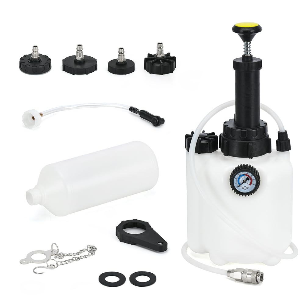 Photo 1 of 3L Manual Brake Bleeder Fluid Pump with 1L Brake Bleed Bottle and 4 Master Cylinder Adapters,Professional Brake Bleeder Kit Suitable for Most Brake Mast Cylinder Reservoirs