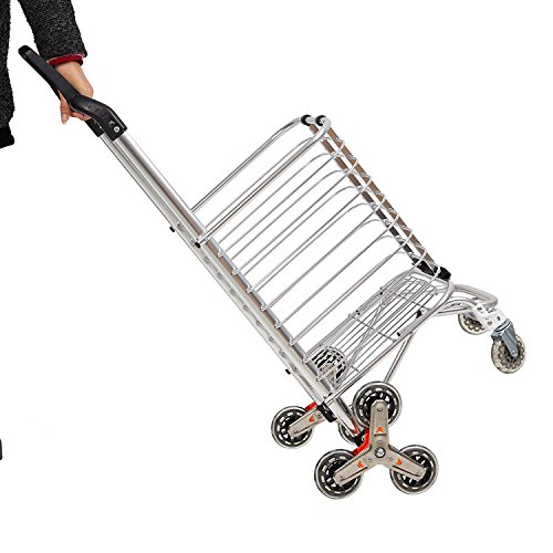 Livebest Geocery Folding Shopping Cart with Swivel Wheels-Stair Climber Dolly,Aluminium,110lbs