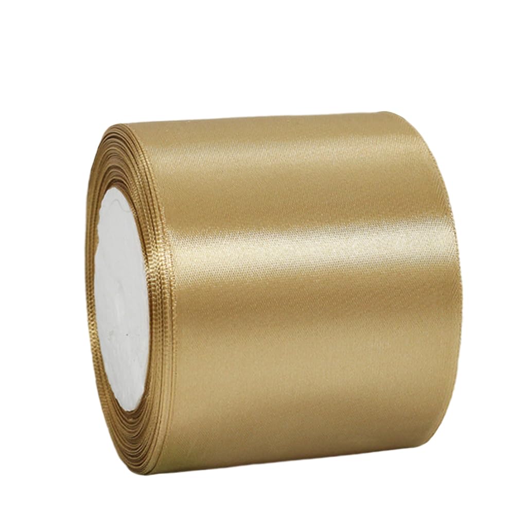 Wide Champagne Ribbon 100mm Satin Ribbons for Gift Wrapping, 22m 3.9Inch Cake Ribbons Silk Thick Ribbon Champagne for Crafting, Christmas, Wedding Car, Bouquets, Party, Cake Decorations