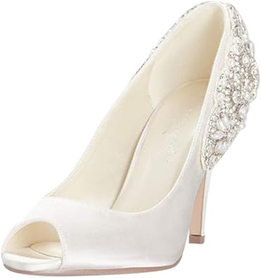 satin peep toe pumps