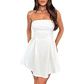 ABINGOO Women's Sexy Strapless Tube Mini Dress Bow Tie Backless A-Line Going Out Formal Party Birthday Graduation Dresses