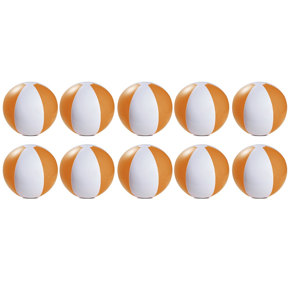 eBuyGB Pack of 10 Inflatable Colour Ball - Beach Pool Game, Orange, 22 cm/9"