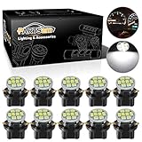 Partsam 10pcs T10 194 White LED Instrument Panel Bulbs 8-3020-SMD Dash Lights W/Sockets 5/8 Inch 16mm Hole Diameter Super Bright