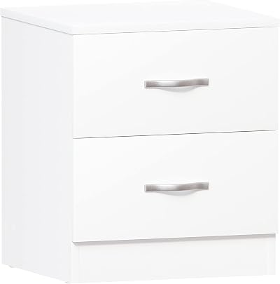 Vida Designs Bedside Table White 2 Drawers Rails 47 x 40 x 36 cm