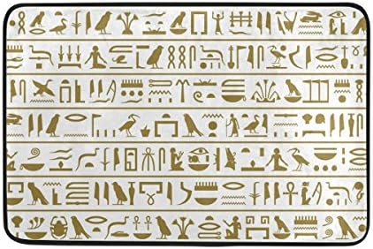 Mrmian Ancient Egyptian Hieroglyphs Rubber Non-Slip Entry Way Floor Mat Outdoor Indoor Decor Rug 23.6"(L) x 15.7"(W) Doormats