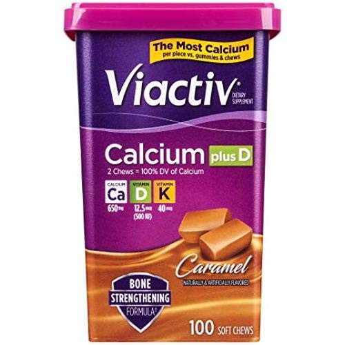 Viactiv Calcium Plus Vit D Plus K Soft Chews, Caramel, 100 Count BigaMart