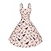 Minifaceminigirl Women's Elegant 1950s Vintage Bird Print Rockabilly Swing Dress