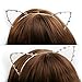 Hip Mall Sweet Fashion Crystal Rhinestone Metal Headwear Punk Hair Wrap Cat Ear Headband Party (Gold)