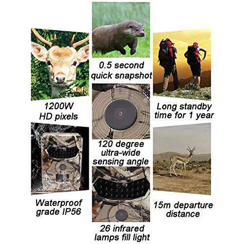 MZBZYU Wildkamera FHD 1080P Bewegungsmelder mit 32 GB SD-Karte und 34 Stück Infrarot-LED Wasserdicht IP54 120… – Bild 5