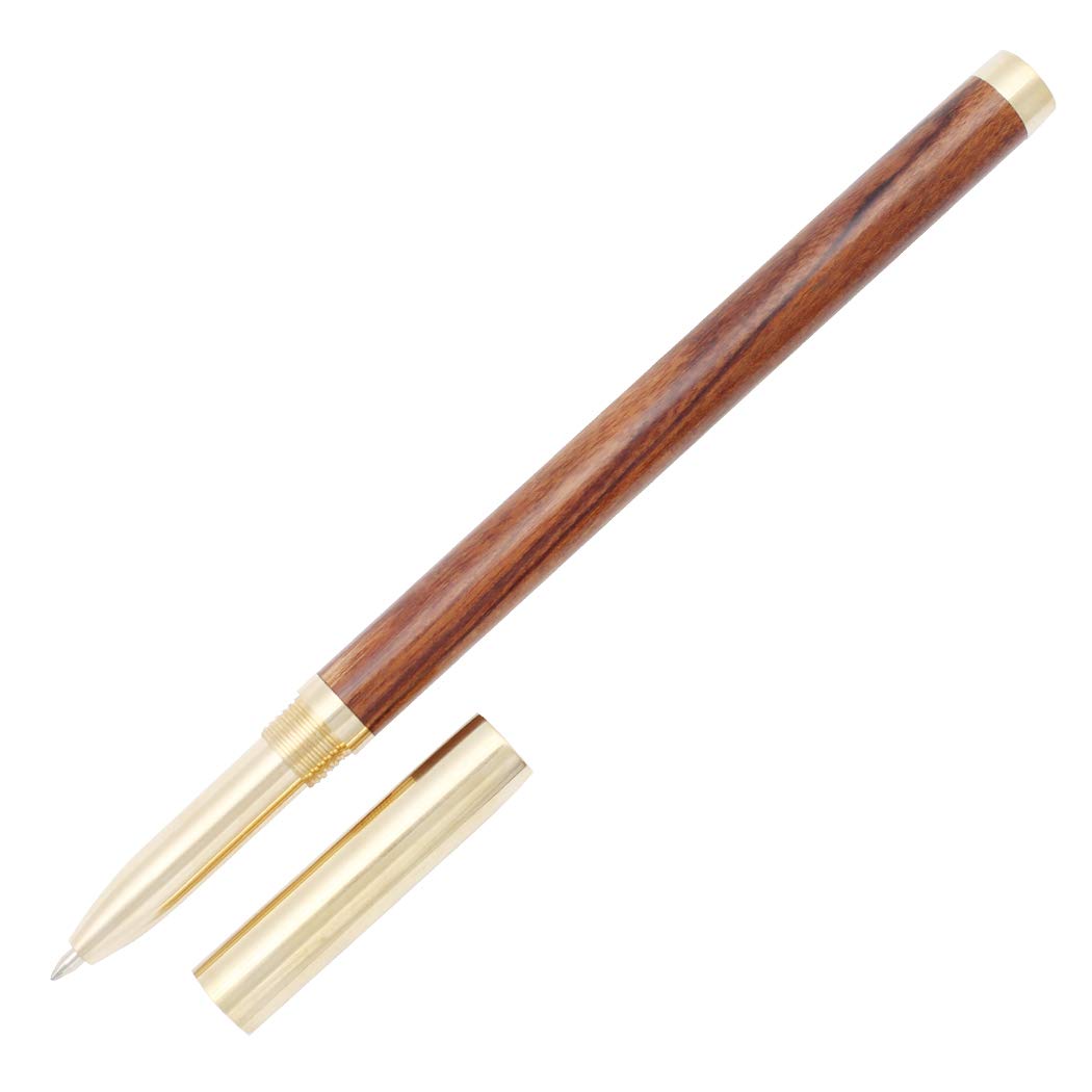 Gullor Ingenuity Handcrafted Wooden Rollerball Pen, Brass Cap, Signature Roller Pen Black Ink for Office Business, Brown