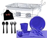 Tiger Chef Party Chafer Set Food Warmers and Party Dishes Serves 24 (Round Tablecloth, Blue)