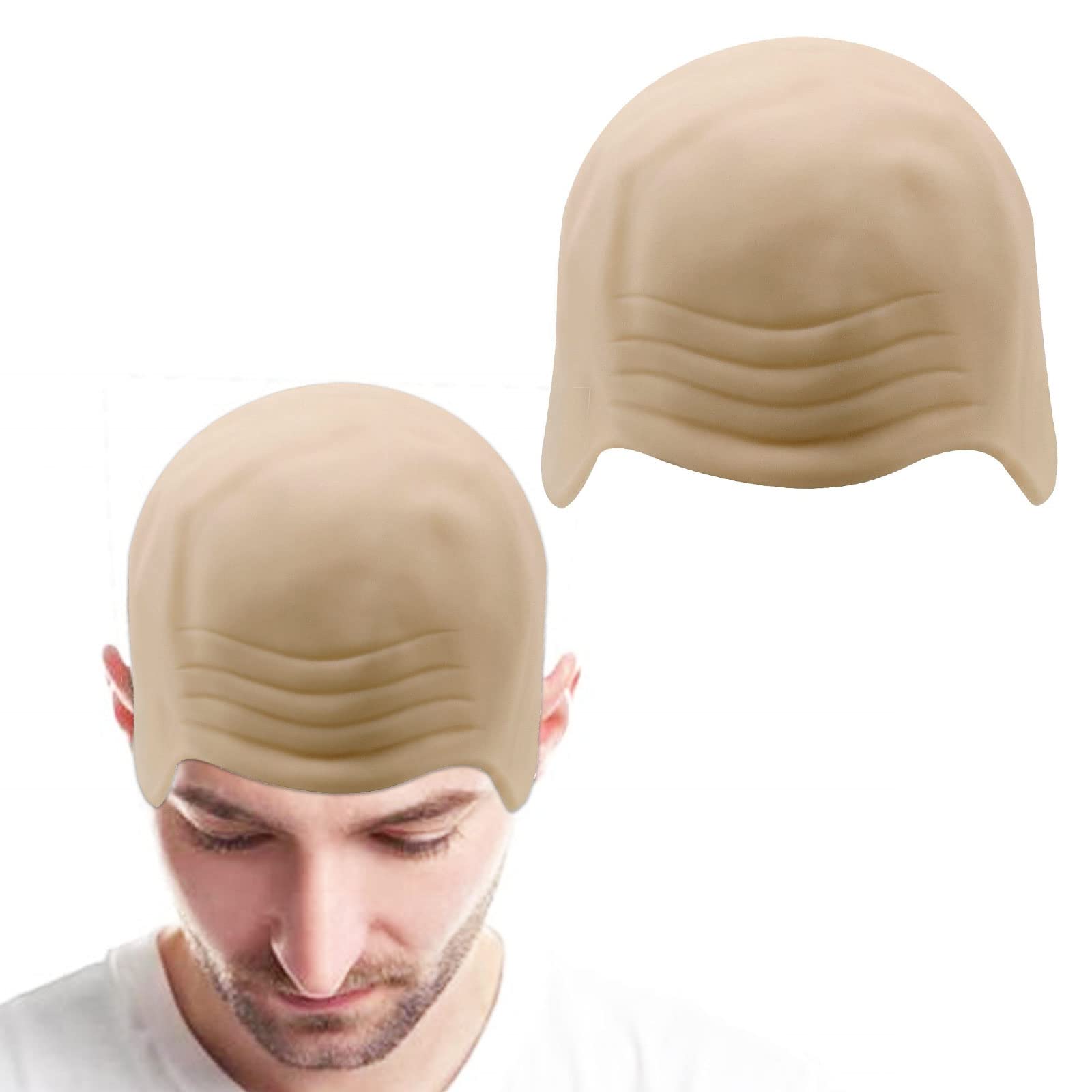 VIKSAUN Bald Cap Bald Skin Thick Latex Head Cap Skin Skull Wig Fancy Dress Cosplay Hat Halloween Party Theme Party Bar Fancy Dress Cosplay Masquerade Christmas Old Lady (1 pcs)