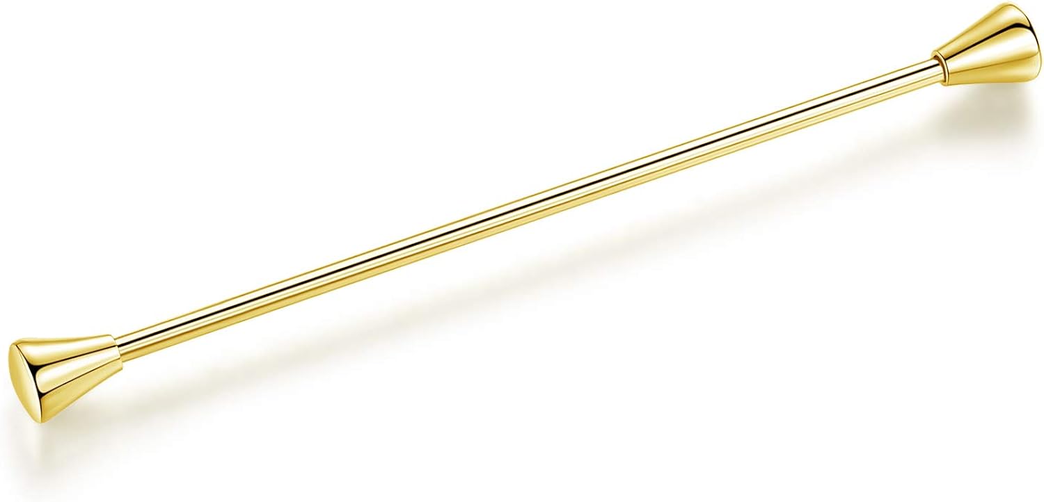 HONEY BEAR 2.52" Tie Collar Bar Pins Brooches for Mens Shirts Business Wedding Gift,64mm, Triangular End Gold