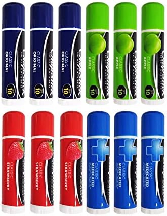Chapstick Lip Balm Mixed Flavours (3 Apple, 3 Strawberry, 3 Medicated, 3 Original)