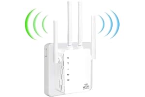 KOTISIG WiFi Extender,WiFi Booster 1200Mbps WiFi 2.4&5GHz Dual Band(8500sq.ft) WiFi Signal Strong Penetrability 35 Devices 4 Modes 1-Tap Setup，4 Antennas 360° Full Coverage, Supports Ethernet Port