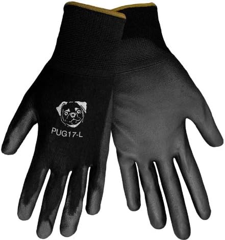 PUG17 Black Polyurethane Coated Nylon Gloves, 6 Dozen Large