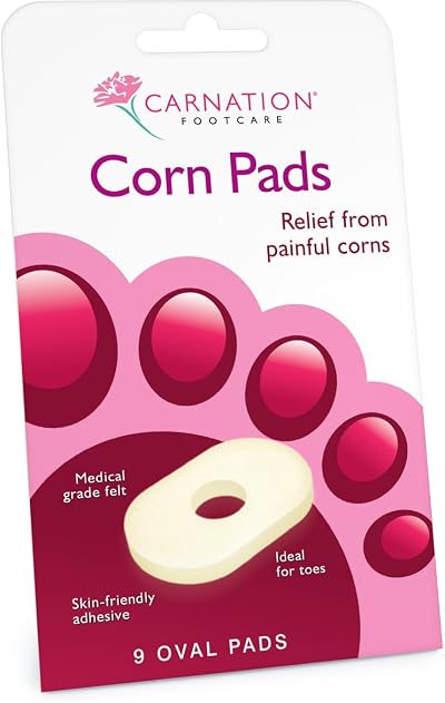 Carnation Corn Rings 5mm Oval Felt Pads 9 Pack Foot Care