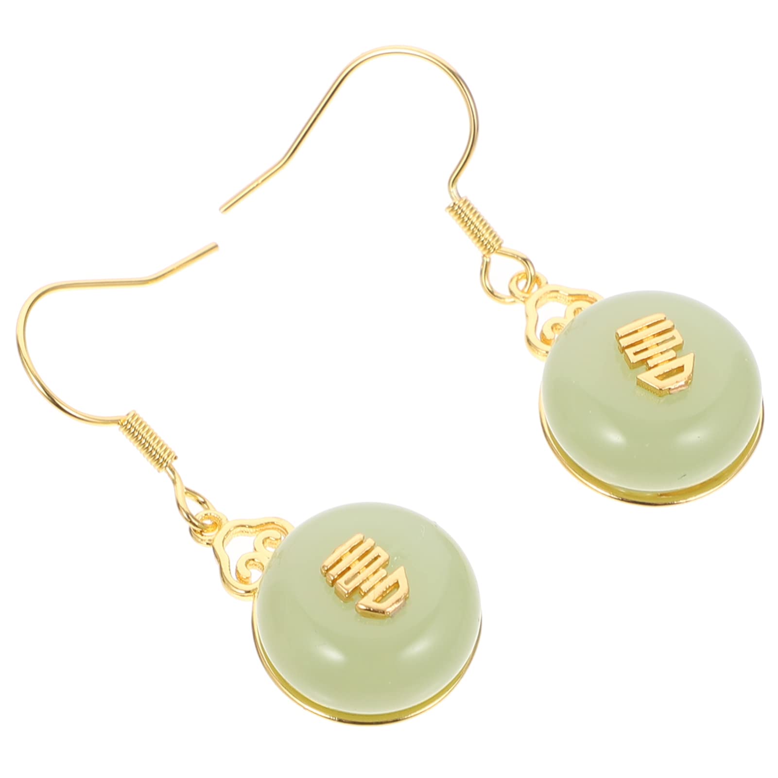 Amosfun Jade Earrings Women Dangle Drop Earrings Lightweight Vintage Style Jade Jewellery for Wedding Party Daily Wear