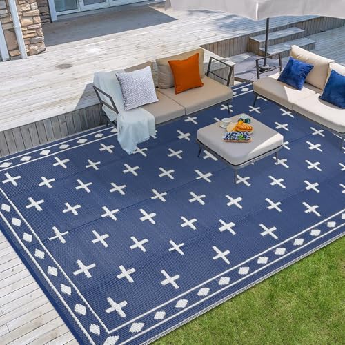 GarveeHome 9'x12' Outdoor Rug Waterproof – Reversible Plastic Mat for Patio & R…