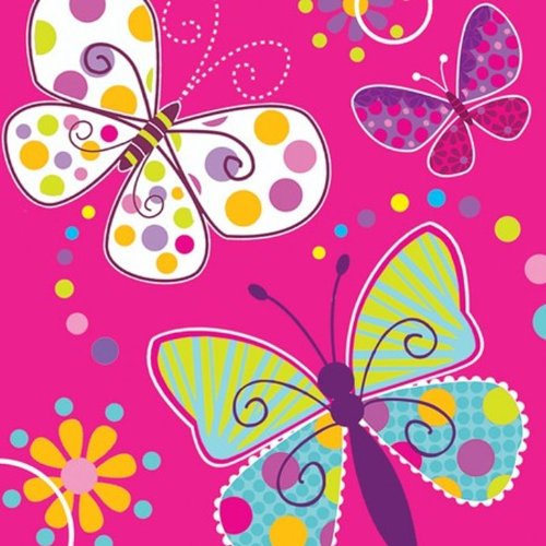 16-Count Paper Lunch Napkins, Butterfly Sparkle