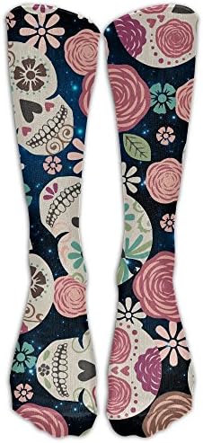 Boho Sugar Skull Adult Crew Mid Calf Ribbed Boot Socks