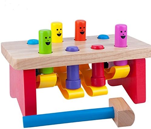 Wooden Pounding Bench Toy With Mallet Set, Deluxe Piling Beat Hamster Educational Toys for Toddler Baby Preschool child