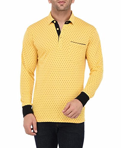 vivid bharti men's yellow printed full sleeve high quality tshirts